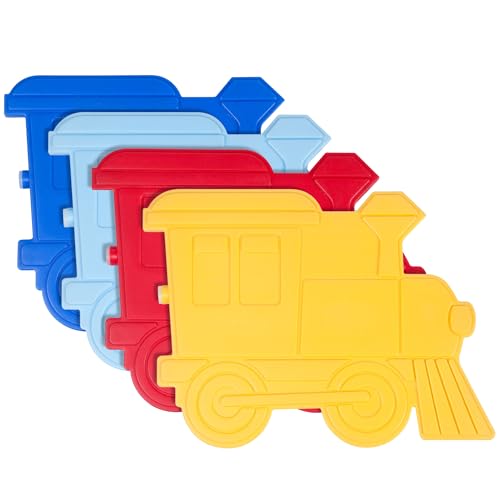 Wildkin Kids Ice Packs (4 Pack) – Slim, Reusable, Keeps Lunch Cool for School/Travel - Train - color: Train