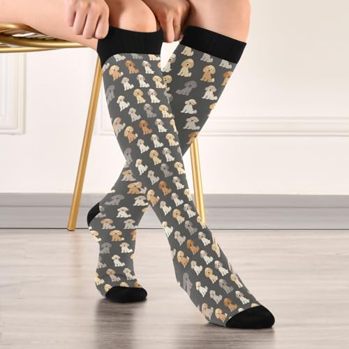 Snowflake Red Christmas Compression Sock for Women Men Funny Support Knee High Socks Running,Nurses,Travel - color: Multicolor