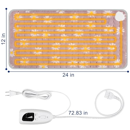 Electric Heating pad for Back Neck Shoulder Knee Arms Legs - color: Littledaisy, size: 24"x12"