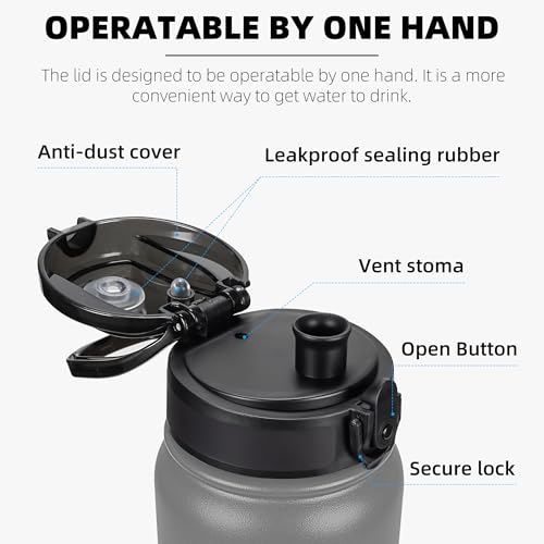 Fanhaw 20oz Stainless Steel Water Bottle with Chug Lid, Gray - color: Gray, style: 20 Ounces