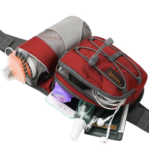 Waist Pack with Water Bottle Holder for Running Walking Hiking Fanny Pack - color: ‎Gypsy Red
