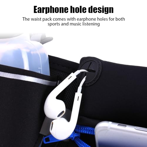 DONGKER Running Waist Bag,Waterproof Waist Pack with 2 Water Bottle Holder & Adjustable Strap & Headphone Hole for Hiking Running Walking Jogging Camping