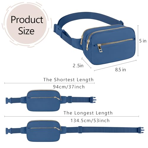 Fashion Fanny Bag-Waist Pack With Adjustable Belt Bag-Unisex Crossbody Pack For Travel Running Hiking-Blue - color: 3-Zipper Blue