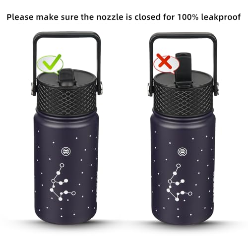 BJPKPK Insulated Water Bottle, 15oz Stainless Steel with Straw Lid - color: Aquarius, style: 15oz