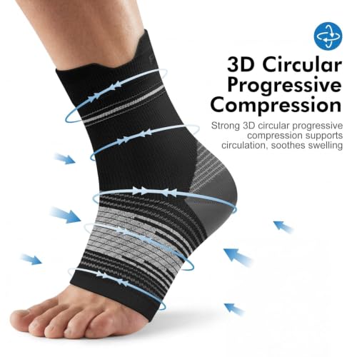 PAPLUS 6 Pairs Compression Socks Women & Men for Plantar Fasciitis Relief - color: Black, size: Large(6 Pair)