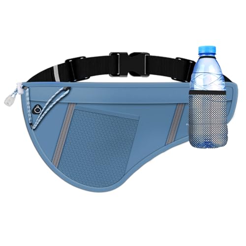 SooGree Men Women Sports Running Waist Bag, Waterproof Fanny Packs with Adjustable Belt, Waist Fanny Pack Bag with Water Bottle Holde for Running Hiking Walking Biking - color: GSP8807-Blue