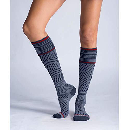 ja vie 76% Merino Wool Graduated Compression Socks for Women & Men (15-20mmHg) - color: Denim, size: Small