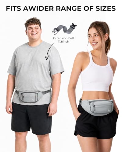 2.5L Fanny Pack for Women Men, RFID Blocking Crossbody Belt Bag, Gray - color: Gray