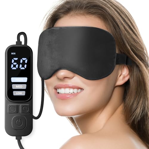 Ezona Heated Eye Mask, Warm Eye Compress Mask for Dry Eyes, Black - color: Black