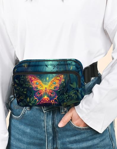 Butterfly Fanny Pack Fashion Belt Bag Lightweight Waist Pouch with Adjustable Strap Mini Crossbody Bags for Women Travel Sports Running - color: Red