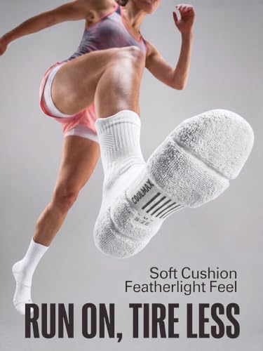 Coolmax Running Socks for Women Stay Dry Cloud Cushioned Compression - color: White, size: 8-11