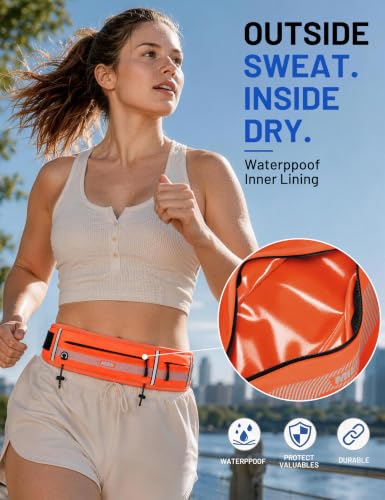 MIER Running Belt for Women & Men, Fanny Pack with Marathon Bib Clip Orange - color: Orange