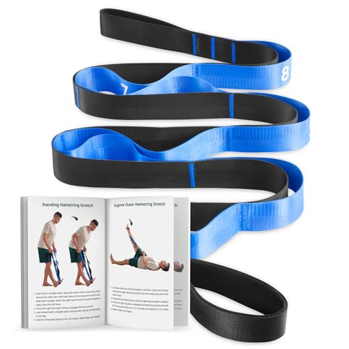 Trideer Stretching Strap with Loops, Yoga Strap, Stretch Bands for Exercise - color: Blue/75"x1"