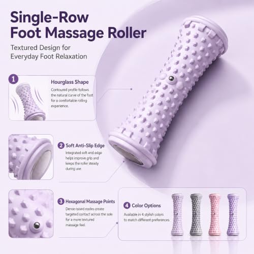 Foot Massager Roller Tool Plantar Fascia Massage Roller Textured Foot Care Arch Muscle Rolling Tool Home Office Use - color: Purple