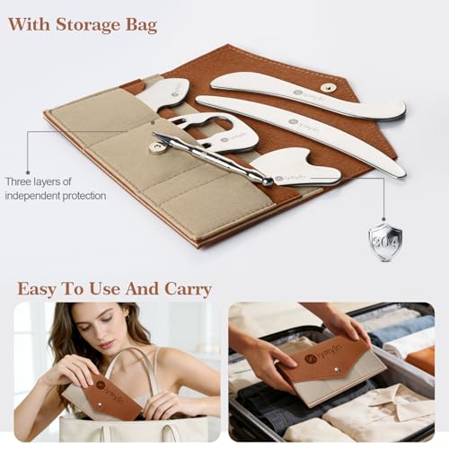6-in-1 304 Stainless Steel Muscle & Fascia Scraper Tool Set, for Body Skin Massage and Sore Muscles, Myofascial, Iastm Tools, Soft Tissue Mobilization Tools, Full Body Gua Sha Kit, Gift-for Her