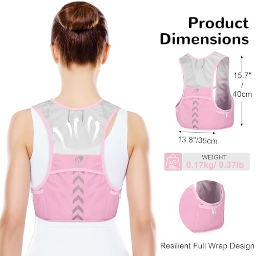Hydration Running Vest with 2pcs 500ml/17oz Water Bottles, M/L - color: Pink, size: M: 27.6" - 43.3"