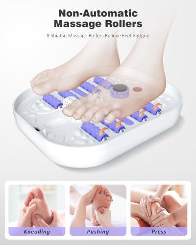 SPA4PIEDS Collapsible Heated Foot Spa Bath with Bubble, Foot Soaking Tub Featuring 8 Shiatsu Rollers, Pumice Stone and Built-in Timer for Mom, Dad and Foot Relaxation (Purple) - color: Purple