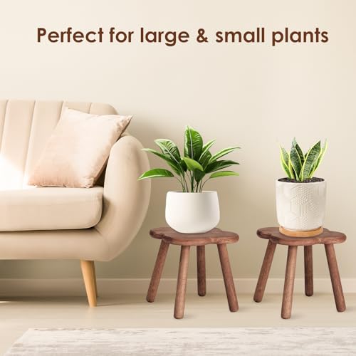 Wooden Step Stool for Adults Upgraded11.6inch Small Wooden Stool with Four Detachable and Assembled Legs for Bathroom, Kitchen, Bedroom, Plant Stand (Natural Solid Wood top and Legs)