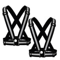 Reflective Strap Safety Vest Gear - 2-10 Pack Adjustable High Visible Reflective Running Gear for Women Men Night - color: Black X2