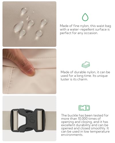 WATERFLY Fanny Pack Waist Bag: 2.5L Large 5 Zipper Pockets for Women Men - color: White