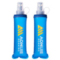 Azarxis TPU Soft Flask Collapsible Water Bottle Running Folding Gel Water Reservoir Handheld for Hydration Pack Hiking Cycling Climbing Jogging Marathon Trail Race - color: #01 Blue - 250 ml - 2-pack