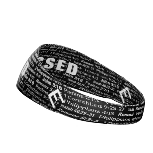 40+ Designs! Unisex Headband/Sweatband. Best for Sports, Fitness, Working Out, Yoga. Tapered Design - color: Black BLESSED