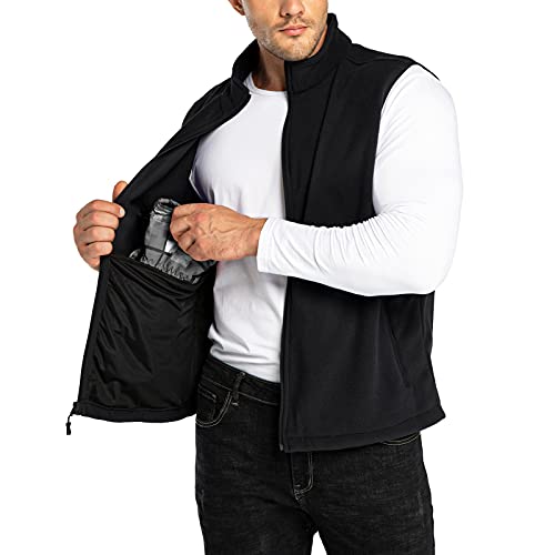 33,000ft Men's Fleece Vest Outerwear Lightweight Zip Up Sleeveless Jacket - color: Black, size: 4X-Large