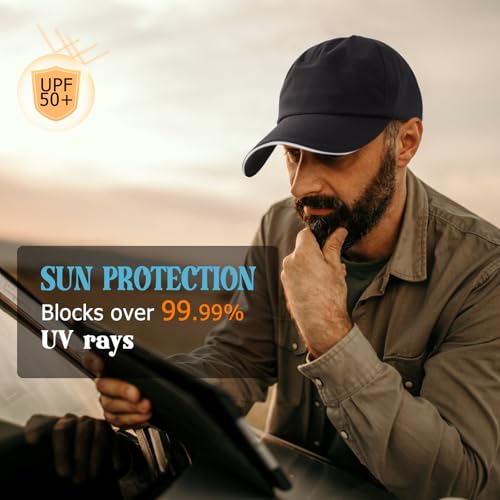 Waterproof Baseball Cap for Men Women UPF 50+ Quick-Dry Running Golf Hat - color: Black