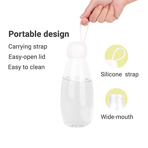 emoi BPA Free Water Bottle, 16oz/480ml Cute Water Bottle with Carrying Strap, Ideal for Kids Boys Girls Students Women Healthy Hydration-White - color: White Cap, size: 16 Ounces