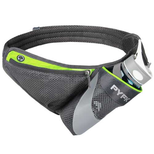 PYFK Running Belt Hydration Waist Pack with Water Bottle Holder for Men Women Waist Pouch Fanny Bag Reflective - color: Green