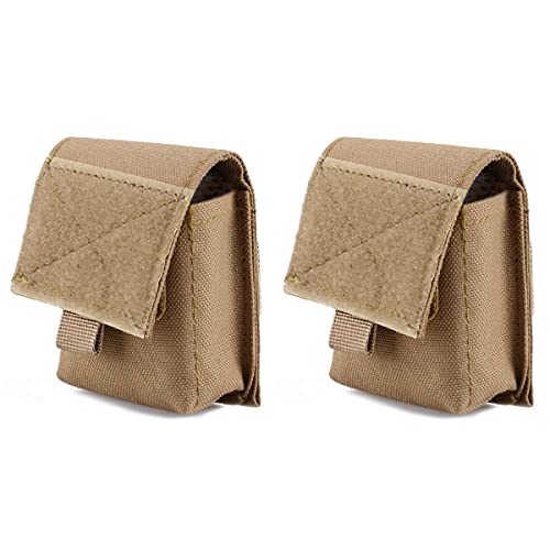 Azarxis Tactical Mini Belt Pouches, Multi-Purpose Small Battery Case Compact Utility EDC Card Slot Holder Waist Bags Military Molle Pack Sundries Storage Pack - color: #01 Khaki - 2 Pack