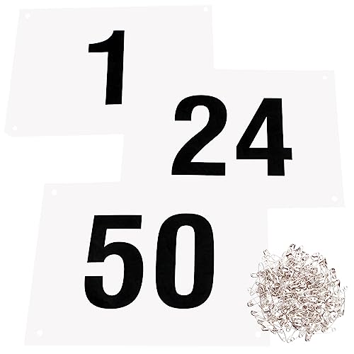 Azarxis Running Bib Competitor Numbers with Safety Pins, Tyvek Tearproof Waterproof 4"x7" / 6"x7.5" for Marathon Races Events - color: #02 [6"x7.5"] Numbers 001-50
