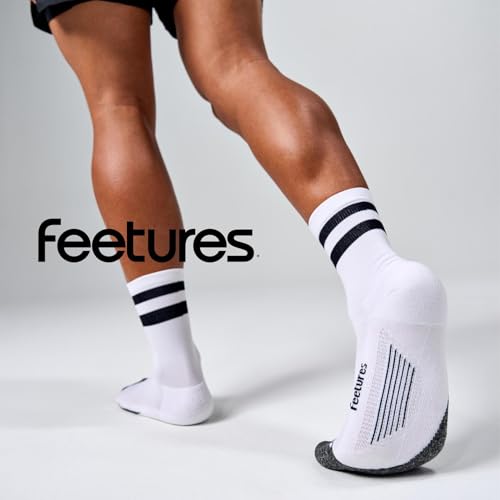 Feetures Elite Light Cushion Mini Crew Sock - color: White High Top Stripe (1 Pair), size: Large