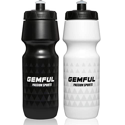 GEMFUL Water Bottle Biking BPA Free 24 Ounce 2 Pack - color: Black+White