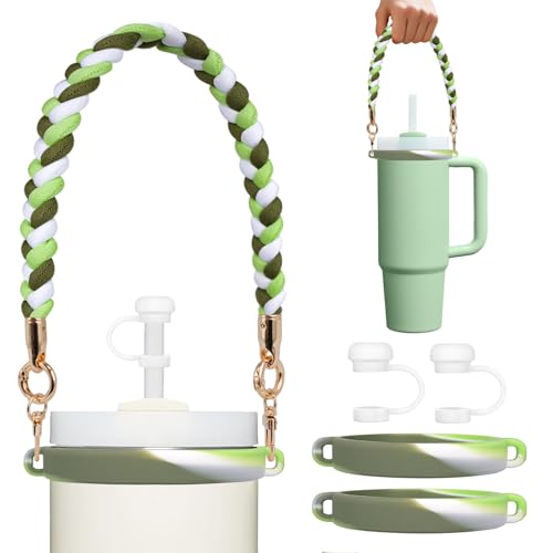HEYSKAY Water Bottle Handle Strap for Stanley 20-40oz Tumbler Handle Strap - color: Green