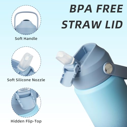 BJPKPK 18oz Insulated Water Bottle, Stainless Steel Bottle with Straw Lid - color: Sky, size: 18 Ounces