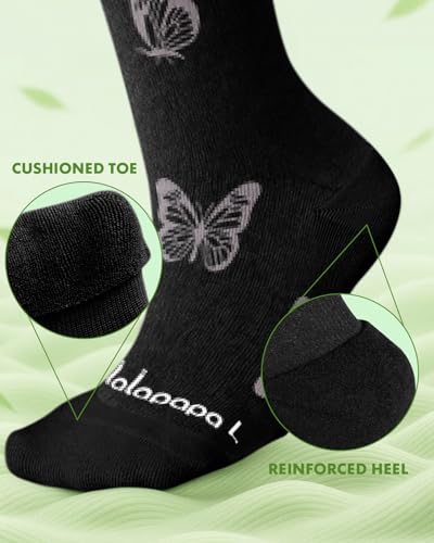 Bamboo Viscose Compression Socks for Women Men - color: Butterfly and Hummingbird, size: Small-Medium