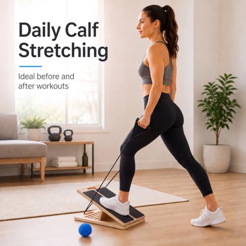 Thenshop Wooden Slant Board for Calf Stretching with 5 Adjustable Angles