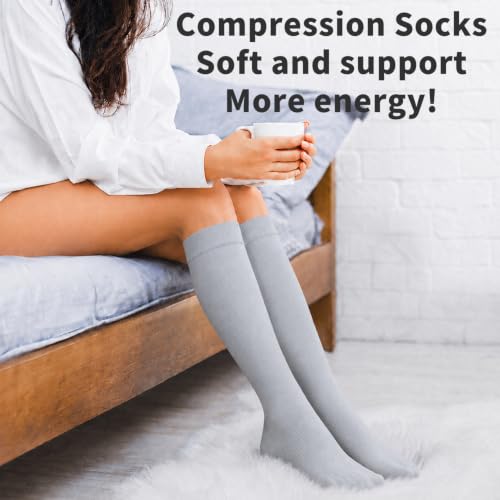 COOLOVER Copper Compression Socks for Women and Men(6 Pairs)-Best Support for Running, Athletic, Travel - color: 06 Black/Black/Gray/Gray/Navy/Navy, size: Small-Medium