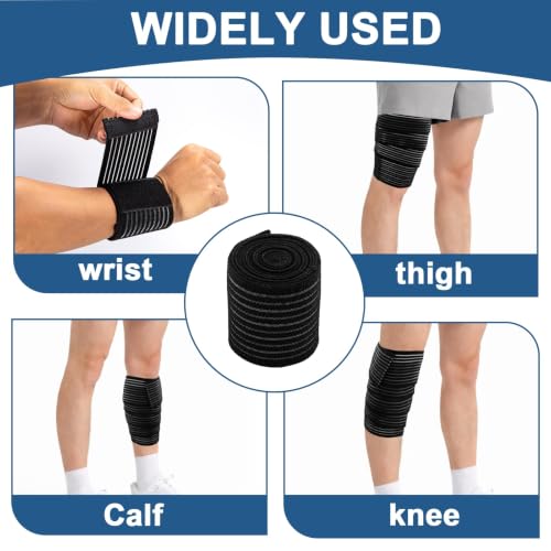 4 Pcs Calf Compression Sleeve, Adjustable Compression Wraps for Legs, Brace & Elastic Supports, Compression Bandage Wrap for Shin Splint Relief, Compression Calf Sleeves Men(Black)