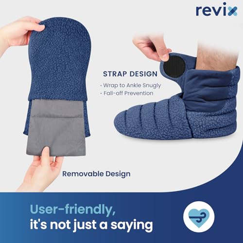 REVIX Microwavable Heating Mittens & Booties, Foot Warmers 2 Pack, Navy S