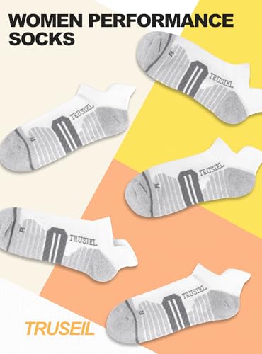 Trusiel Ankle Compression Socks for Women Running Moisture Wicking 5 Pairs - color: White, size: 9.5-12