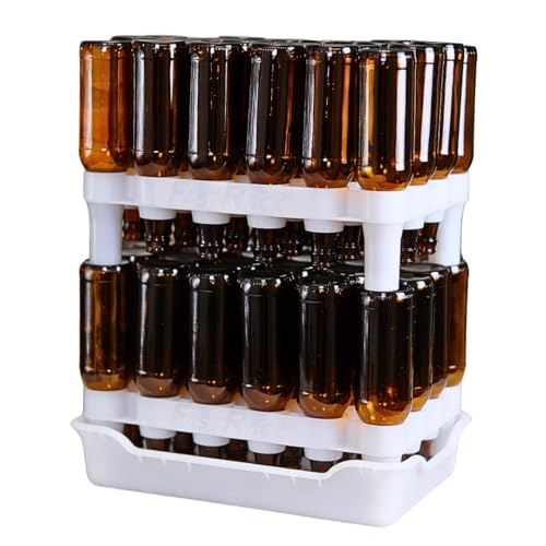 FASTFERMENT - 24-Bottle Drying Rack & Tray| Bottle Drying Tree Alternative | Dry & Store Your Wine or Bomber/Belgian Bottles | 2-Stackable Racks, 1 Tray | Dishwasher Safe | Home Brewing Supplies