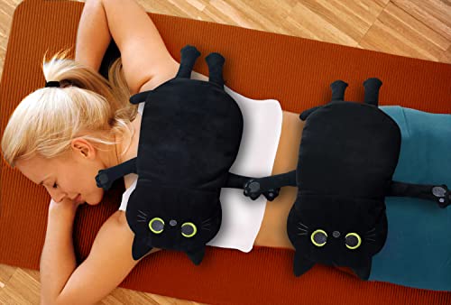 2PCS Microwave Heating Pads for Cramps Pain Relief, 17 * 9" Moist Microwavable Period Menstrual Heat Packs for Cramps, Back, Neck, Shoulder, Abdomen, Black Cat - size: 2 Medium Black Cat