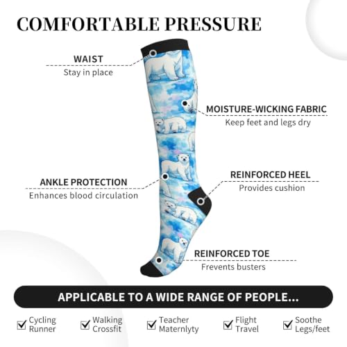 Compression Socks Circulation 15-20 Mmhg Knee High - color: Polar Bear