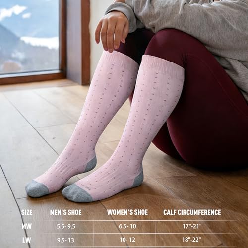 LEVSOX Bamboo Viscose Wide Calf Compression Socks 20-30 mmHg with Cushioned - color: Colorful Polka Dot, size: Medium