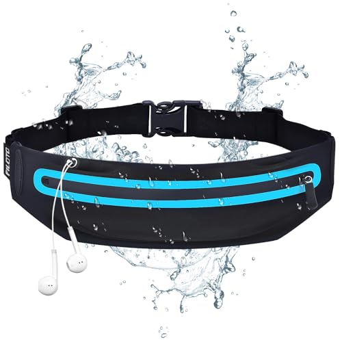 Running Belt Fanny Pack, Running Waist Pack for Women & Men USA Patented Hands-Free Reflective Runner Pouch Belt Fitness Workout Bag No-Bounce Adjustable Sport Travel Fanny Pack Cell - color: Blue