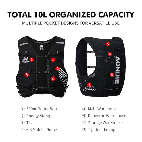 AONIJIE Running Hydration Vest for Men Women Trail Running Gear - size: Large
