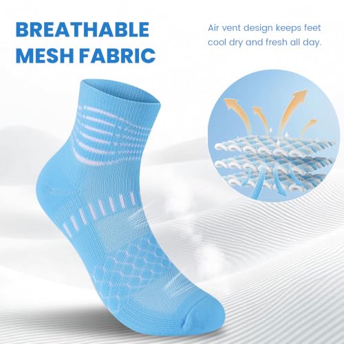 IRAMY Ankle Compression Socks Women Men Plantar Fasciitis Relief 3/5 Pairs - color: Cyan+light Blue+rose Red+purple+pink(5 Pairs), size: Medium