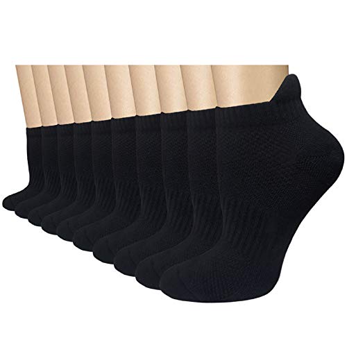 Iseasoo Ankle Compression Socks for Women Men, 5 Pairs Copper Running Socks - color: C04-10 Black, size: Large-X-Large